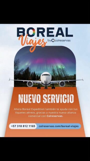 ✈️ NEW SERVICE | BOREAL FLIGHTS by Colreservas

At Boreal Expedition we continue to add to make your experience easier from the beginning.
Now we also support you with the purchase and management of your air tickets, in alliance with @Colreservas.

✅ Select your tour + date
✅ Tell us which city you are traveling from
✅ And we send you flight options with accompaniment and support

The idea is simple: less stress, more security and better care, so that you only worry about arriving and enjoying your expedition.

📩 Enter the link in our bio and quote your ticket today!
.
#BorealExpedition #BorealVuelos #Colreservas #AirTickets #Flights