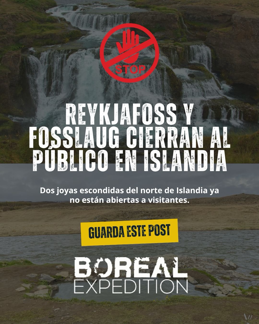🇮🇸 Islandia actualiza sus rutas: Reykjafoss y Fosslaug cierran al público

Reykjafoss Waterfall y Fosslaug Hot Spring, dos lugares poco conocidos del norte de Islandia, ya no están abiertos a visitantes tras el cierre del acceso por parte del propietario del terreno.

El caso vuelve a recordarnos algo importante: en Islandia, muchos lugares naturales se encuentran en terrenos privados o zonas sensibles, y viajar responsablemente también significa respetar accesos, señales y cierres.

Por eso, cuando viajas a Islandia, no basta con guardar lugares en Google Maps. La ruta debe revisarse, actualizarse y operarse con conocimiento del destino.

En Boreal Expedition trabajamos con rutas actualizadas y acompañamiento en destino para que vivas Islandia con seguridad, respeto y buena logística.

📌 ¿Tenías este lugar en tu bucket list?
Guarda este post y compártelo con alguien que esté planificando Islandia.
.
#BorealExpedition #Islandia #IcelandTravel #Reykjafoss #Fosslaug
