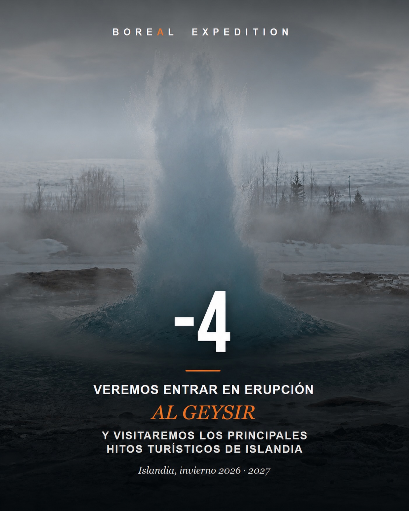 Faltan 4 días. 💨

El Strokkur revienta cada pocos minutos y lanza una columna de agua hirviendo a más de 20 metros. Justo antes se forma esa burbuja azul que todo el mundo intenta capturar. 💙

Y ese es solo uno de los hitos del recorrido.

¿Te gustaría verlo en persona? Escríbenos FECHAS.
.
#BorealExpedition #Islandia #Iceland #Geysir #Strokku