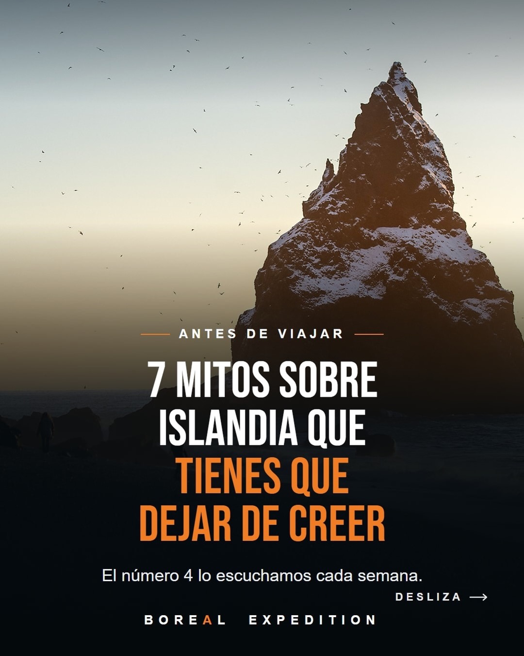7 mitos sobre Islandia que tienes que dejar de creer 🇮🇸❄️

Antes de viajar se escucha de todo: que es un congelador, que en invierno no sale el sol, que las auroras se ven todo el año… 🙅‍♀️

Desliza y descubre la realidad 👉

1️⃣ Islandia es un congelador
2️⃣ Islandia es puro hielo
3️⃣ En invierno es de noche todo el día
4️⃣ Las auroras se ven todo el año
5️⃣ Islandia es peligrosa
6️⃣ Todos los islandeses creen en elfos
7️⃣ Solo es para aventureros extremos

¿Cuál te creías? Cuéntanos con el número 👇

📩 Comenta GUIA y te enviamos gratis la Guía Boreal de Islandia.
.
.
.
#Islandia #Iceland #ViajarAIslandia #AurorasBoreales #NorthernLights